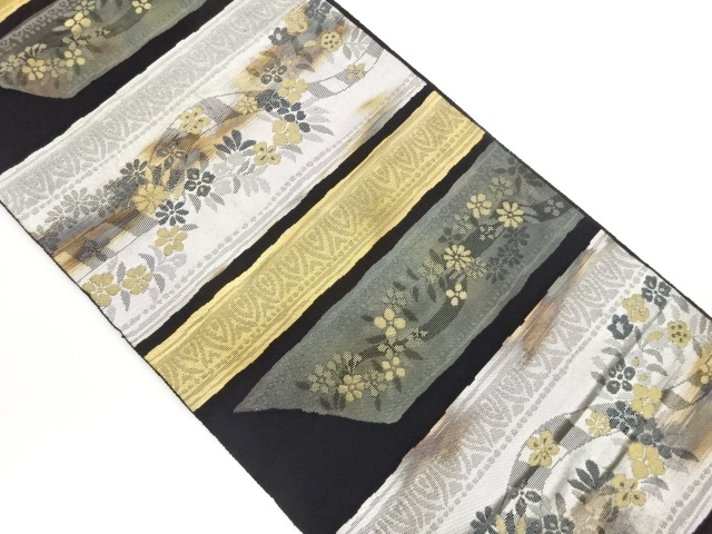 JAPANESE KIMONO / FUKURO OBI / WOVEN ABSTRACT FLOWER
